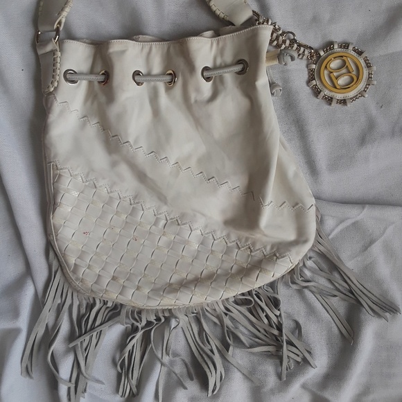 bebe Handbags - **Free** W/ Bundle White Bebe Hobo Fringe Bag
